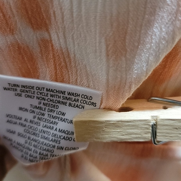 LOVE & PIECE PEACH TIE-DYE CROP TOP GAUZE RUFFLE BOHEMIAN LONG SLEEVE BLOUSE M - Picture 12 of 14